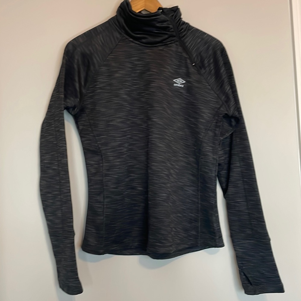 Umbro Athletic Side Zip Turtleneck Fleece Lined Gray Sweatshirt Sz Large